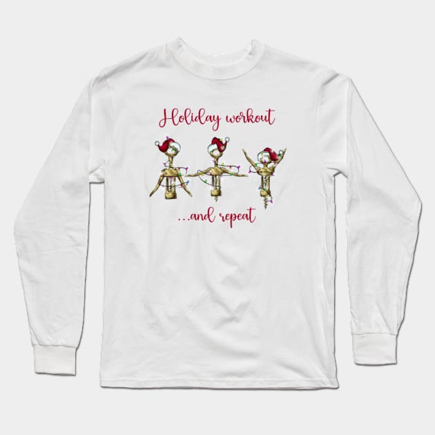 Holiday Workout - Funny Christmas Designs Long Sleeve T-Shirt by qpdesignco